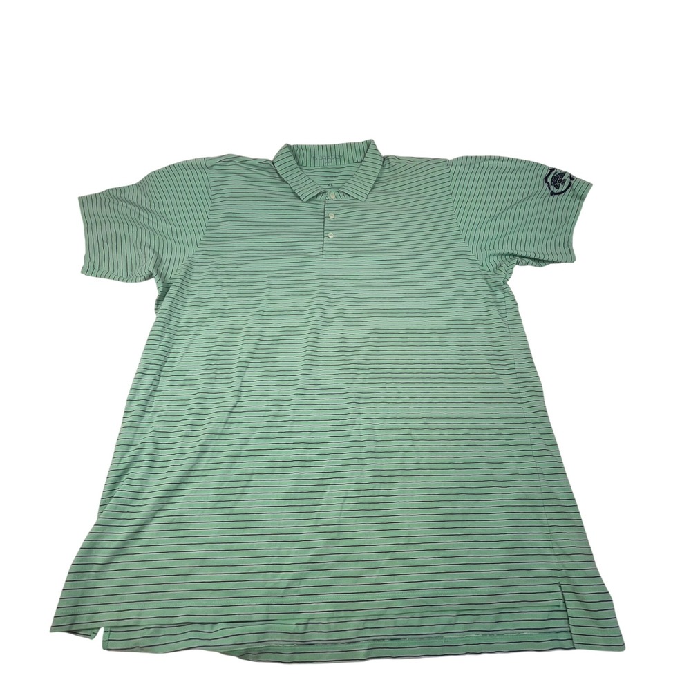 B. Draddy USA Mens XL Green Navy Striped Short Sleeve Polo Shirt Made in Peru